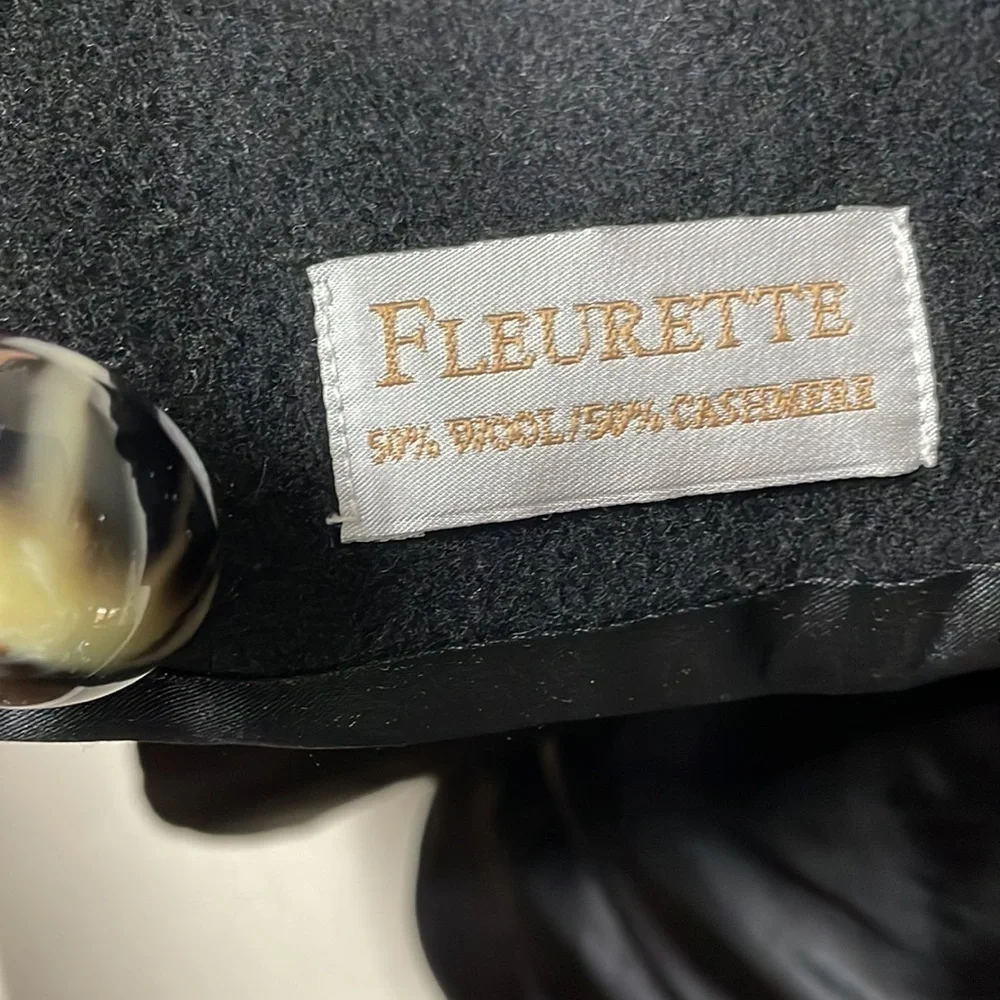 Fleurette Black Wool Cashmere Button Front Winter Coat Longline